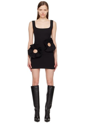 AREA Black Ruffle Flower Minidress