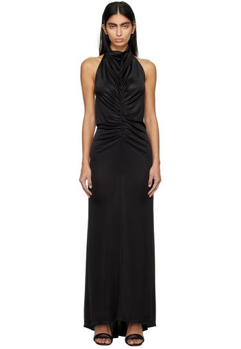 Atlein Black Halter Maxi Dress