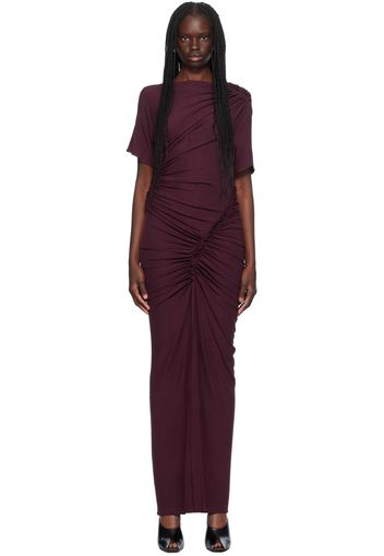 Atlein Purple Asymmetric Ruched Maxi Dress