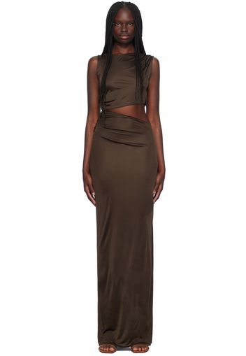 Atlein Brown Cutout Maxi Dress