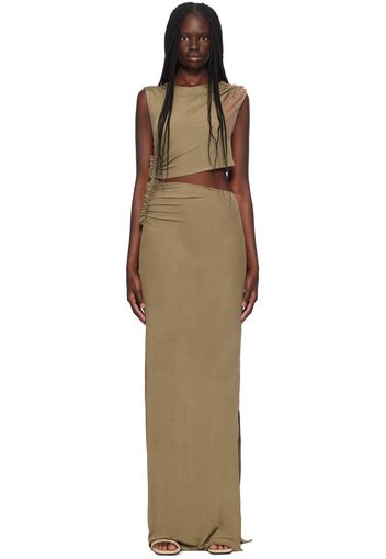 Atlein Taupe Cutout Maxi Dress