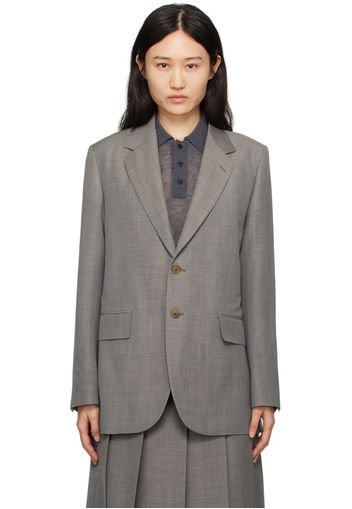 AURALEE Gray Notched Lapel Blazer