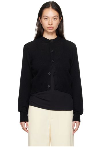 AURALEE Black Wool Cashmere Silk Knit Cardigan