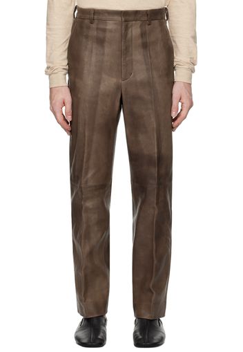 AURALEE Brown Heavy Lamb Leather Pants