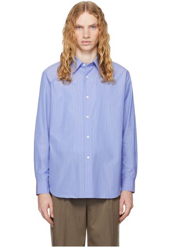 AURALEE Blue Suvin High Count Cloth Stripe Shirt