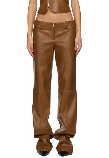 Aya Muse Tan Cida Faux-Leather Trousers