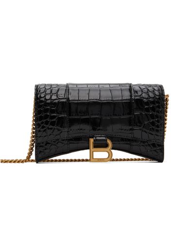 Balenciaga Black Croc Hourglass Bag