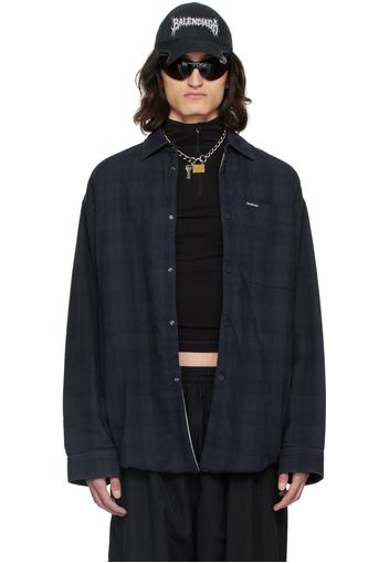 Balenciaga Navy Check Shirt