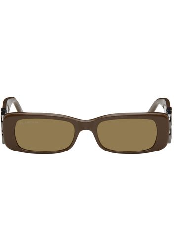 Balenciaga Brown Dynasty Rectangle Sunglasses