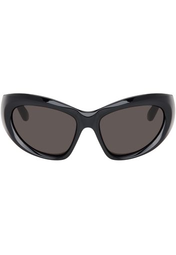 Balenciaga Black Wrap D-Frame Sunglasses