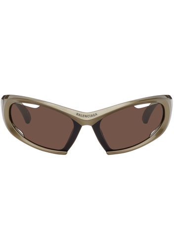 Balenciaga Brown Dynamo Rectangle Sunglasses