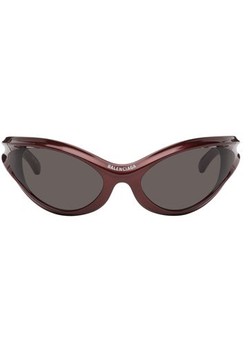 Balenciaga Burgundy Dynamo Round Sunglasses