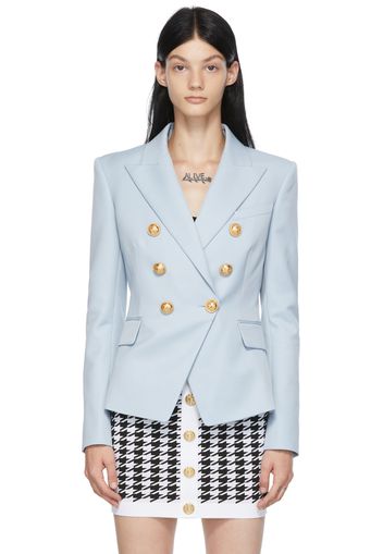 Balmain Blue Grain De Poudre 6-Button Blazer