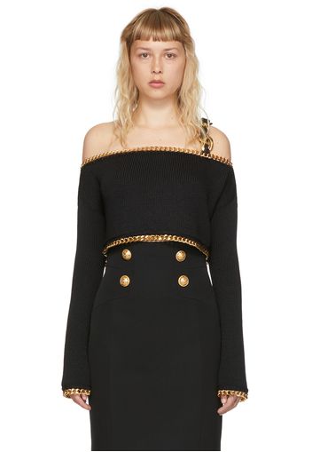 Balmain Black Viscose Chain Sweater