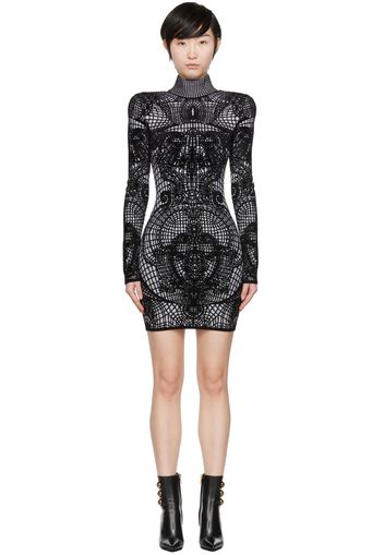 Balmain Black Graphic Minidress