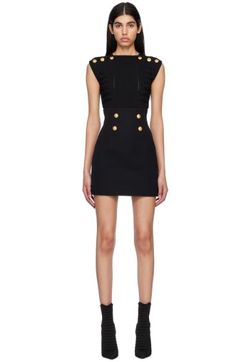 Balmain Black Button Miniskirt