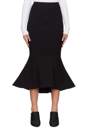 Balmain Black Flared Midi Skirt