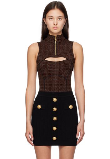 Balmain Brown Monogram Bodysuit