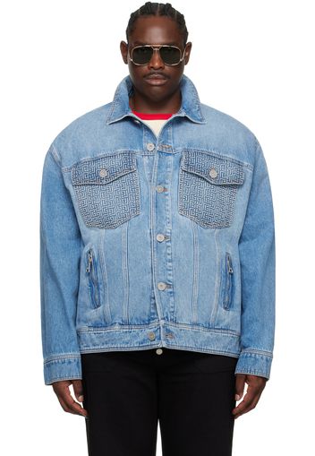 Balmain Blue Monogram Denim Jacket