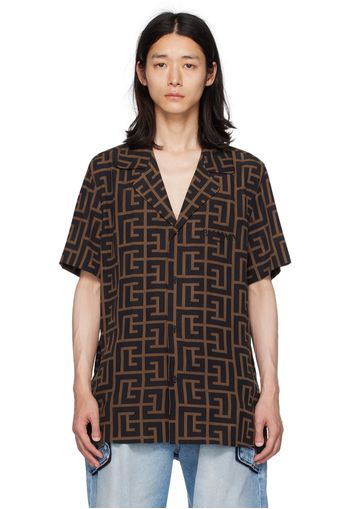 Balmain Brown & Black Printed Shirt