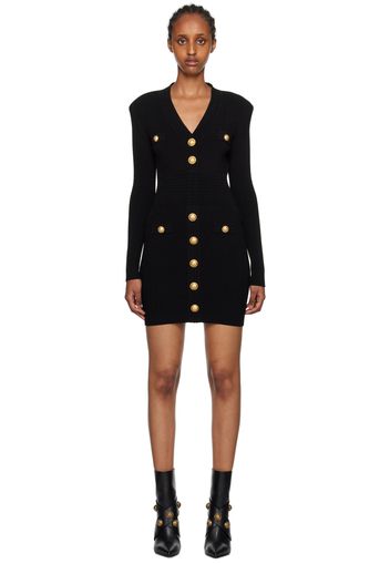 Balmain Black Button Minidress