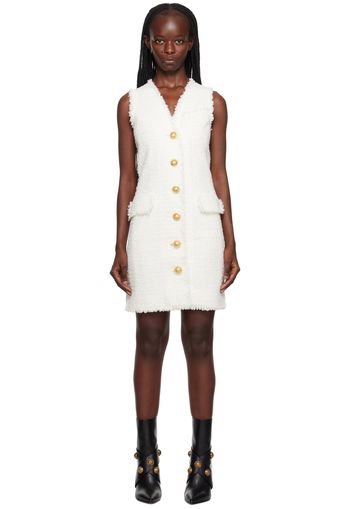 Balmain White Fringed Minidress