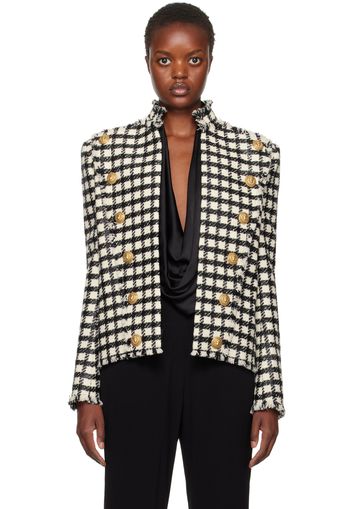 Balmain Off-White & Black Button Jacket