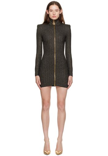 Balmain Black & Gold Zip Dress