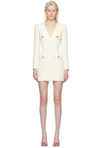 Balmain White V-Neck Minidress