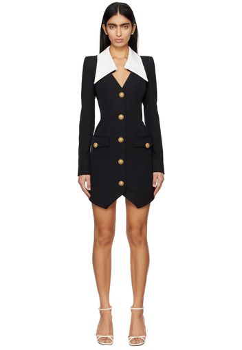 Balmain Black Button Minidress