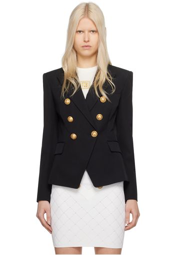 Balmain Black Peaked Lapel Blazer