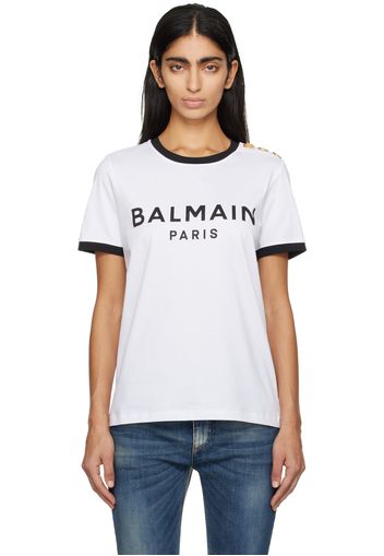 Balmain White Printed T-Shirt