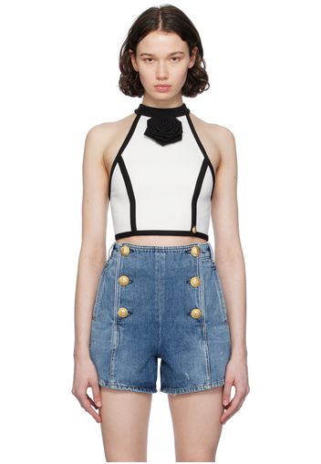 Balmain Off-White Rose Tank Top