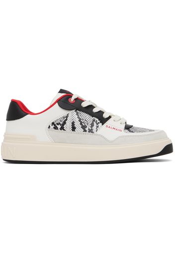 Balmain Gray & White B-Court Flip Snake-Effect Sneakers