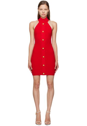 Balmain Red Halter Neck Minidress