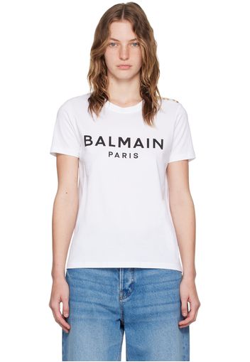 Balmain White 'Balmain Paris' T-Shirt