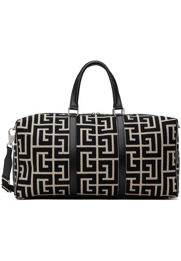 Balmain Black & Off-White Monogram Duffle Bag