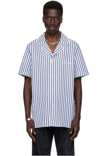 Balmain Blue & Off-White Striped Shirt