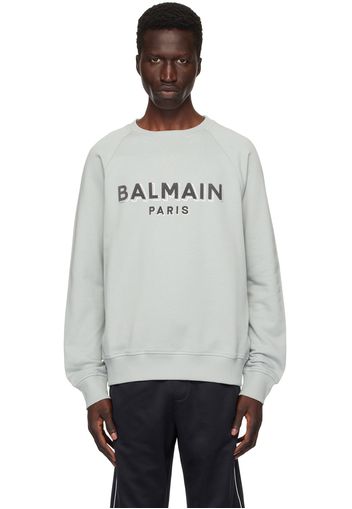 Balmain Gray Metallic Flocked 'Balmain' Sweatshirt