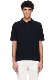 Balmain Navy Monogram Vanise Knit Polo