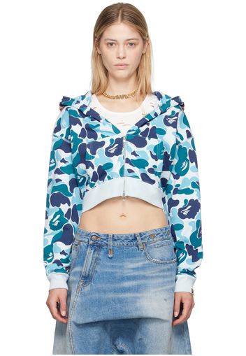 BAPE Blue ABC Camo Crystal Stone Shark Hoodie