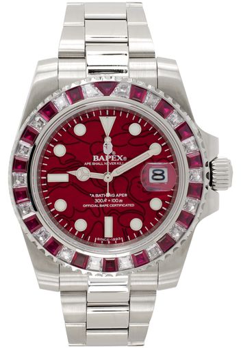 BAPE Silver & Red Type 1 Crystal Stone Watch