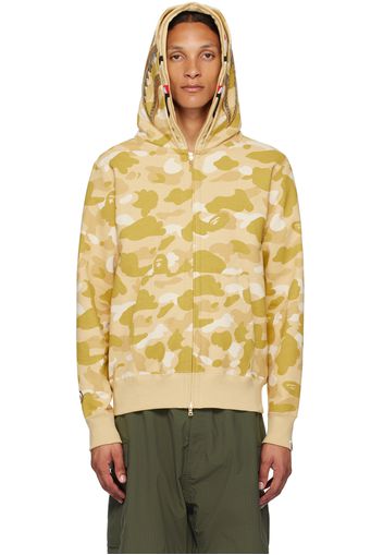 BAPE Yellow Color Camo Double Shark Full Zip Hoodie