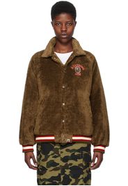 BAPE Brown Patch Faux-Fur Jacket