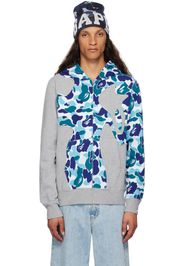 BAPE Gray & Blue ABC Camo Patchwork Full Zip Hoodie