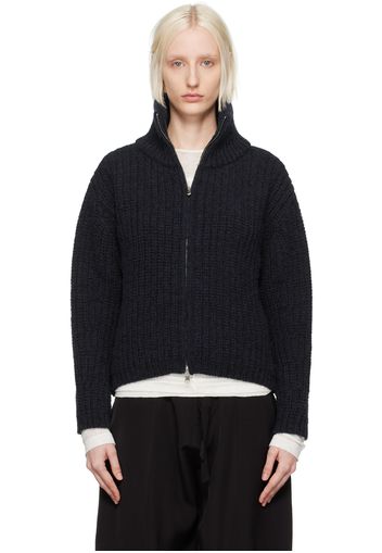 BITE Navy Chunky Heritage Wool Zip Sweater