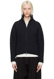 BITE Navy Chunky Heritage Wool Zip Sweater