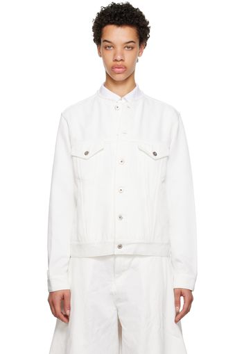 Black Comme des Garçons White Collarless Jacket