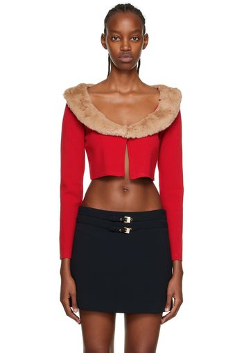 Blumarine Red Cropped Cardigan