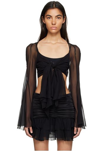 Blumarine Black Front-Tie Shirt